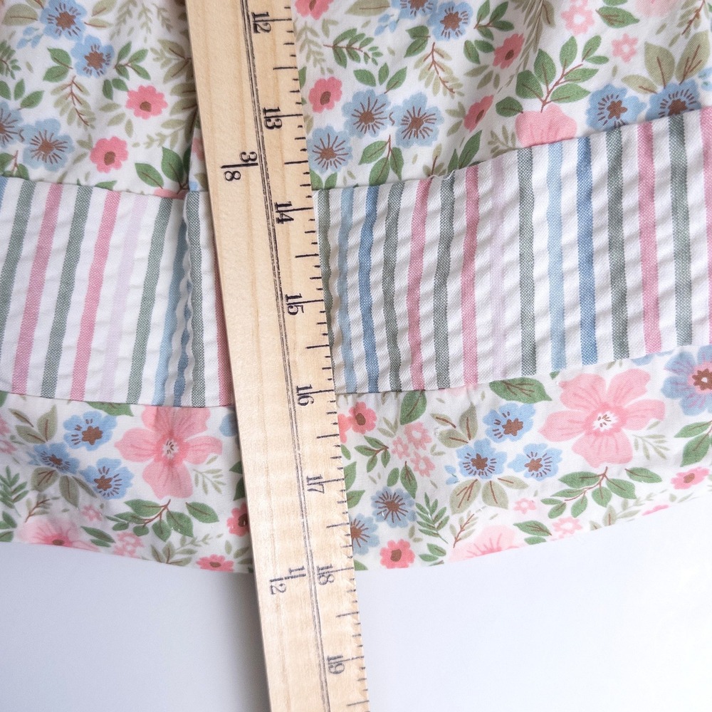 Bonnie Baby Dress Kids 18M Pink Blue Striped Floral Seersucker Sleeveless Bow - Picture 6 of 7